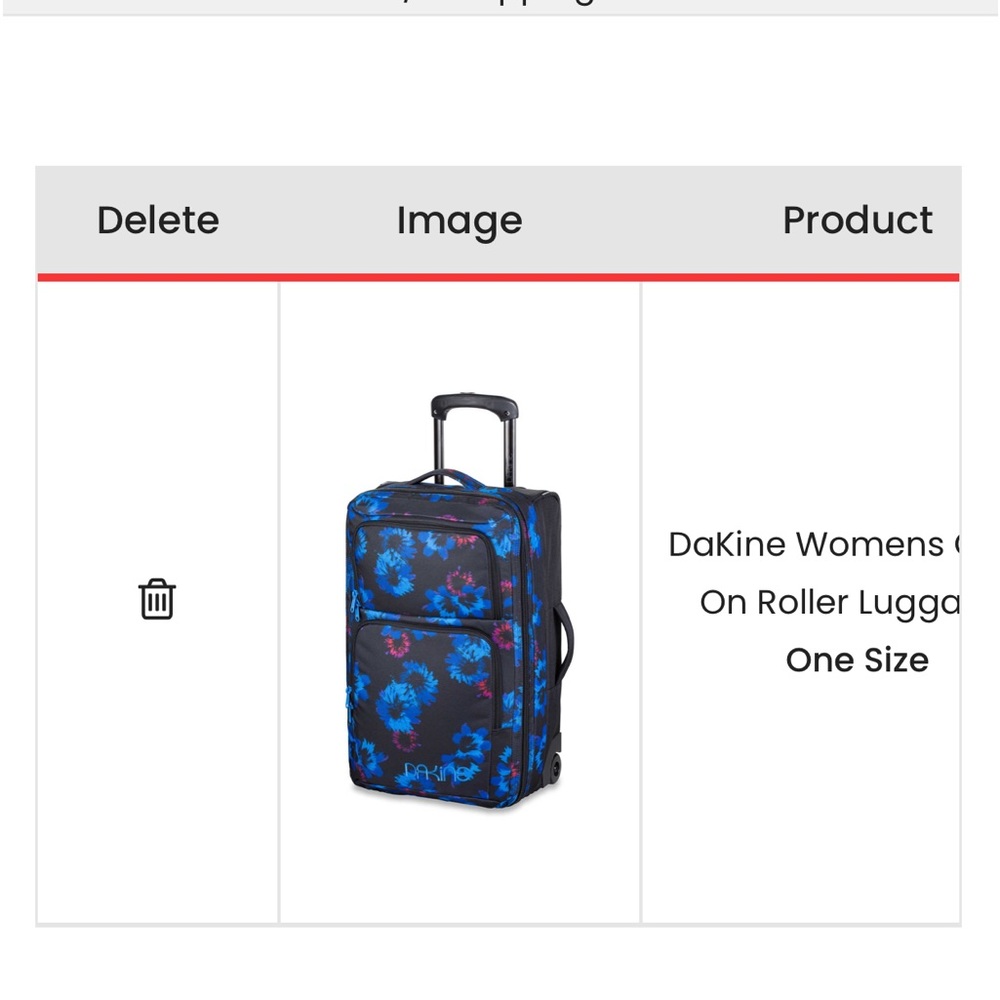 ISO Dakine blue flowers carry on roller